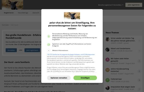 Vorschau von www.polar-chat.de, Rund um Hunde - Erfahrungsaustausch für Hundefreunde