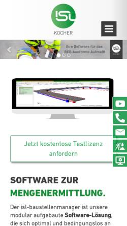 Vorschau der mobilen Webseite www.isl-kocher.com, Dipl.-Ing. Frank Kocher