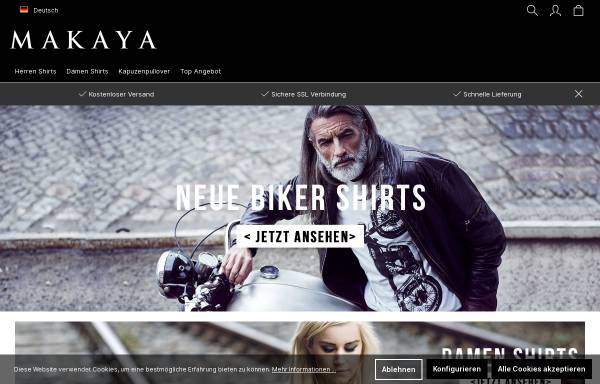 Vorschau von www.makaya.de, MAKAYA der Online Designer Shop für Vintage & Custom T-Shirts