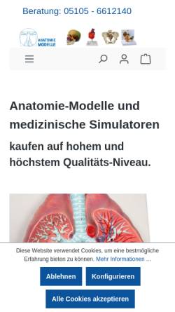 Vorschau der mobilen Webseite www.anatomie-modelle.de, anatomie-modelle.de