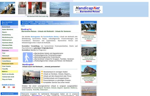 Vorschau von www.handicapnet.com, Barrierefreie Reisen