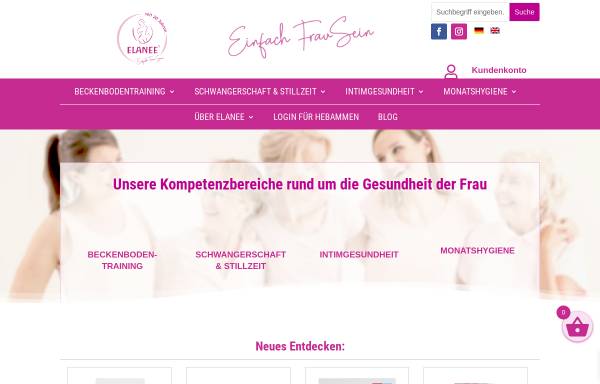 Vorschau von www.elanee.de, elanee.de - Natürliche Produktserie für Schwangere und junge Mütter