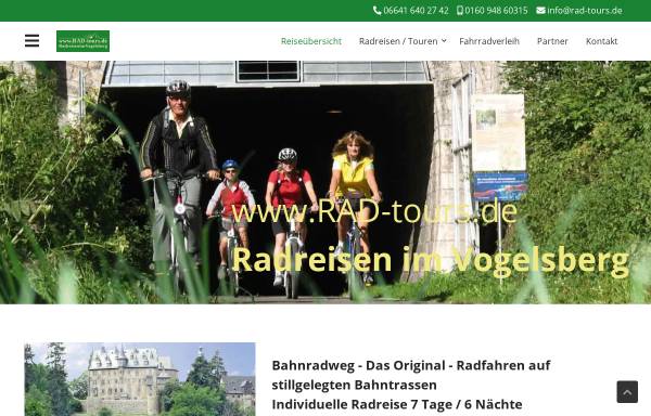 Vorschau von www.rad-tours.de, Radreisen im Vogelsberg
