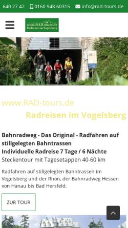 Vorschau der mobilen Webseite www.rad-tours.de, Radreisen im Vogelsberg