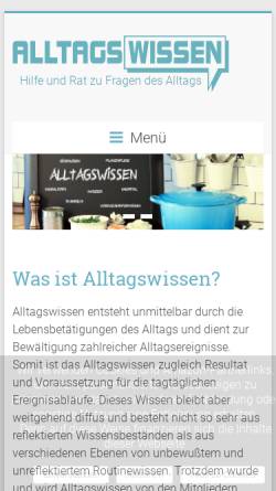 Vorschau der mobilen Webseite www.alltagswissen.de, Alltagswissen - Haushaltstipps, Öko-Tips, Ratgeber
