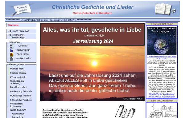 Vorschau von www.christliche-gedichte.de, Christliche Gedichte und Lieder