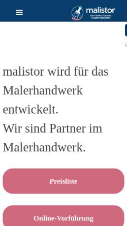 Vorschau der mobilen Webseite www.malersoftware-online.de, MaSoft e.K.