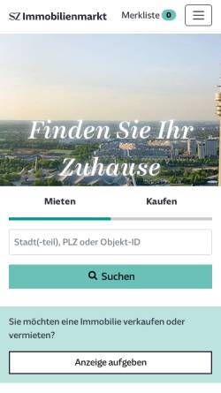 Vorschau der mobilen Webseite immobilienmarkt.sueddeutsche.de, immobilienmarkt.sueddeutsche.de