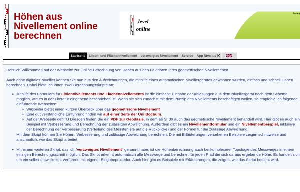 Vorschau von www.level-online.net, Nivellieren und Berechnen der Höhe