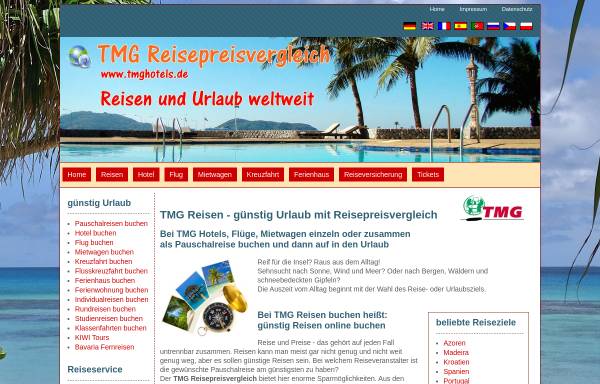 Vorschau von www.tmghotels.de, TMG Hotels - günstige Reisen weltweit