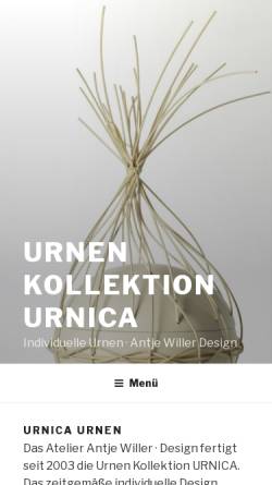 Vorschau der mobilen Webseite urnica.de, Handgefertigte Keramikurnen