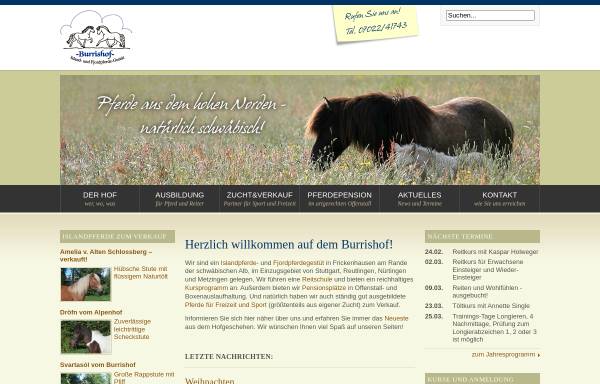 Vorschau von www.burrishof.de, Burrishof - Islandpferde und Fjordpferde