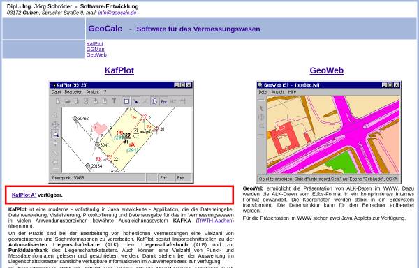Vorschau von www.geocalc.de, GeoCalc - Software für das Vermessungswesen