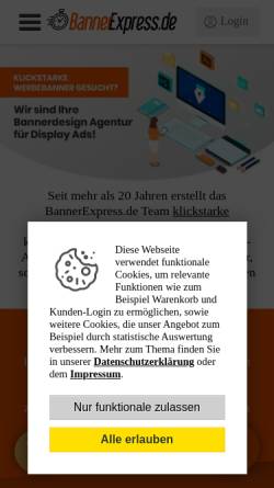 Vorschau der mobilen Webseite www.bannerexpress.de, Bannerexpress.de - Express Werbebanner zu spitzen Preisen!