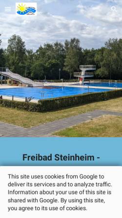 Vorschau der mobilen Webseite www.freibad-steinheim.de, Freibad Steinheim e.V.