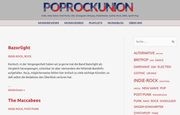 Vorschau von www.poprockunion.de, PoprockUnion - Kritiken und Reviews zu Independent und Britpop