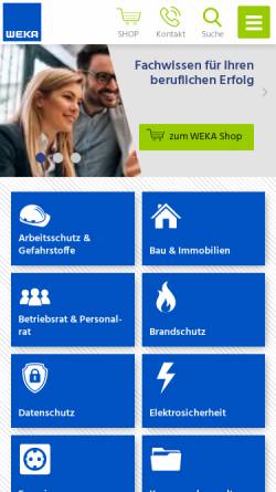 Vorschau der mobilen Webseite www.weka.de, WEKA Bau-Handwerk