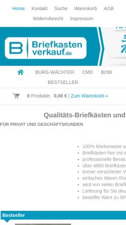 Vorschau der mobilen Webseite www.briefkastenverkauf.de, briefkastenverkauf.de
