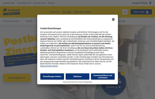 Vorschau von www.postbank.de, Deutsche Postbank