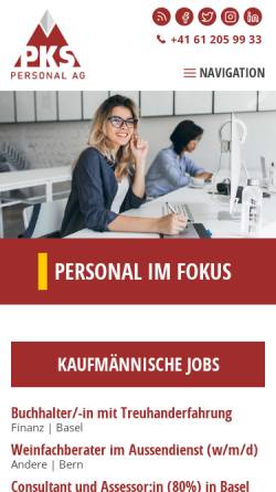 Vorschau der mobilen Webseite www.pks-jobs.ch, pks-personal.ch - Jobs in Basel
