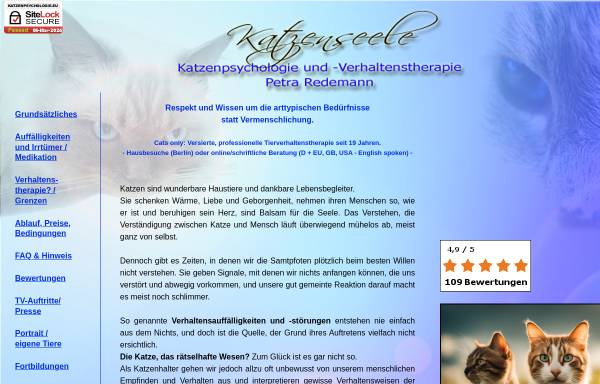 Vorschau von www.katzenpsychologie-online.de, Katzenpsychologie und Verhaltenstherapie Berlin - Petra Redemann