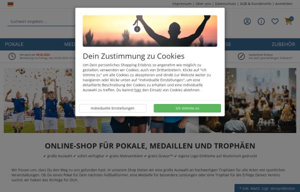 Vorschau von www.helm-pokale.de, Helm Werbemittel & Vereinsbedarf, Pokale und Medaillen zu unschlagbaren Preisen!