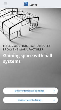 Vorschau der mobilen Webseite www.haltec.net, HALTEC Lagerhallen Systeme