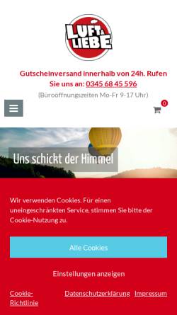 Vorschau der mobilen Webseite www.luft-liebe.com, Ballonfahren mit Luft Und Liebe