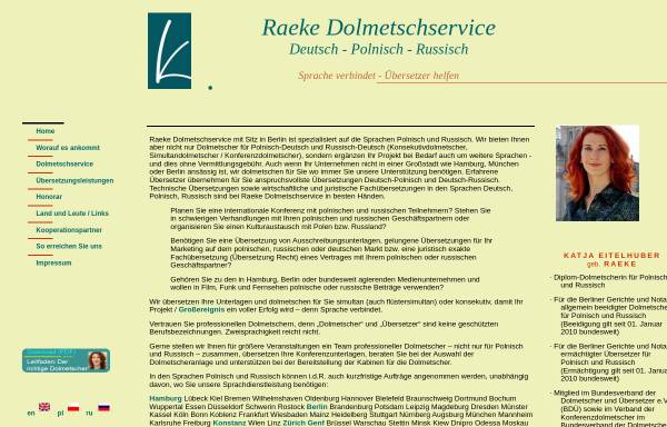 Vorschau von www.ihre-dolmetscherin.de, Raeke Dolmetschservice – Deutsch – Polnisch – Russisch