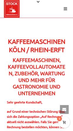 Vorschau der mobilen Webseite stock-kaffeemaschinen.de, Stock GmbH
