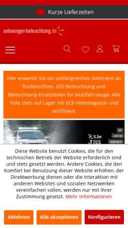 Vorschau der mobilen Webseite www.anhaenger-beleuchtung.de, anhaenger-beleuchtung.de