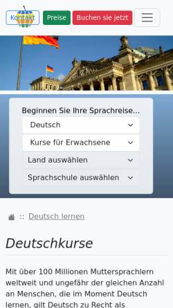 Vorschau der mobilen Webseite www.applelanguages.de, applelanguages.de - Deutsch lernen an einer unserer Sprachschulen in Deutschland