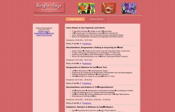 Vorschau von www.single-days.de, Single-days.de - Events für Singles