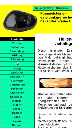 Vorschau der mobilen Webseite www.fummelsteine.de, Heilende Steine auf fummelsteine.de
