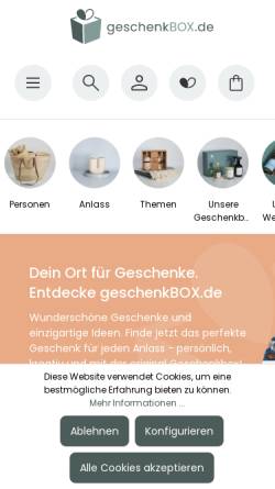 Vorschau der mobilen Webseite www.geschenkbox.de, geschenkbox.de