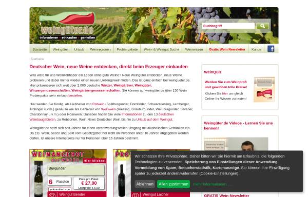 Vorschau von www.weingueter.de, weingueter.de - informieren, einkaufen und genießen