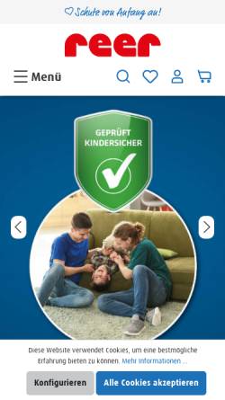 Vorschau der mobilen Webseite www.reer.de, Sicherheit für Ihr Baby – reer GmbH