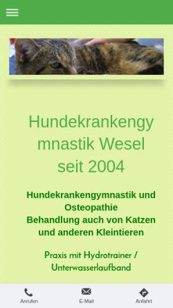 Vorschau der mobilen Webseite www.hundekrankengymnastik-wesel.de, Hundekrankengymnastik Wesel