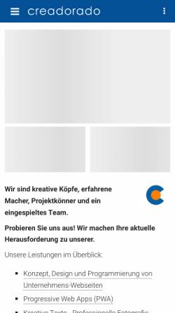 Vorschau der mobilen Webseite creadorado.de, crea dorado - Wenn rein, dann richtig!