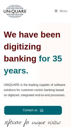Vorschau der mobilen Webseite www.uniquare.com, Uniquare Financial Solutions GmbH