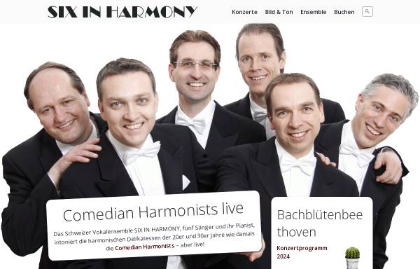 Vorschau von www.sixinharmony.ch, SIX IN HARMONY - Comedian Harmonists live