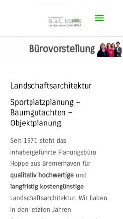 Vorschau der mobilen Webseite www.buero-hoppe.de, Landschaftsarchitekten G. & L. Hoppe