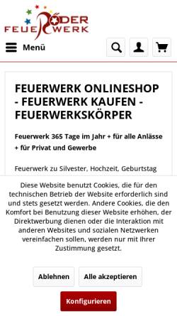 Vorschau der mobilen Webseite shop.roeder-feuerwerk.de, Röder Feuerwerk