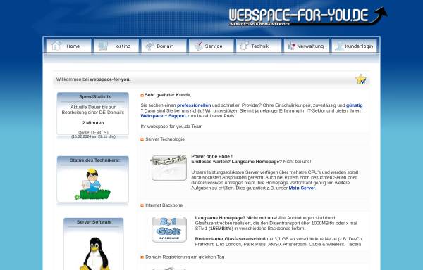 Vorschau von webspace-for-you.de, webspace-4you.de - Webkatalog für bessere Suchmaschinenplazierung