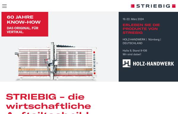 Vorschau von www.striebig.ch, Striebig AG - vertikale Plattensägen vom Erfinder