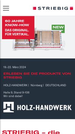 Vorschau der mobilen Webseite www.striebig.ch, Striebig AG - vertikale Plattensägen vom Erfinder