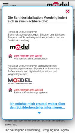 Vorschau der mobilen Webseite www.moedel.de, Alles rund ums Schild