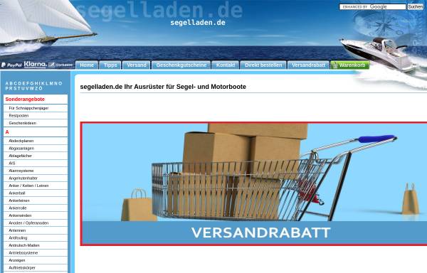 Vorschau von www.segelladen.de, Segelladen.de - der Shop für Wassersportler