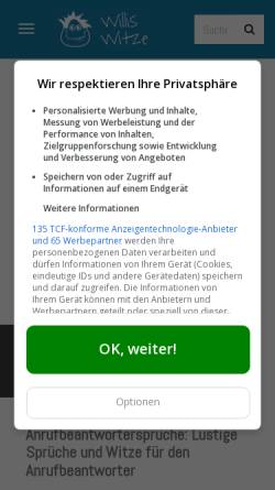 Vorschau der mobilen Webseite www.willis-witze.de, Anrufbeantworter Sprüche