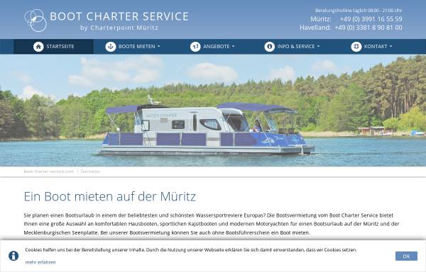 Vorschau von www.hausboote-mueritz.de, hausboote-mueritz.de